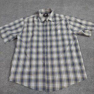 Ruff Ryders Mens Shirt 2XL Blue Gray Short Sleeve Cotton Embroidered Vintage